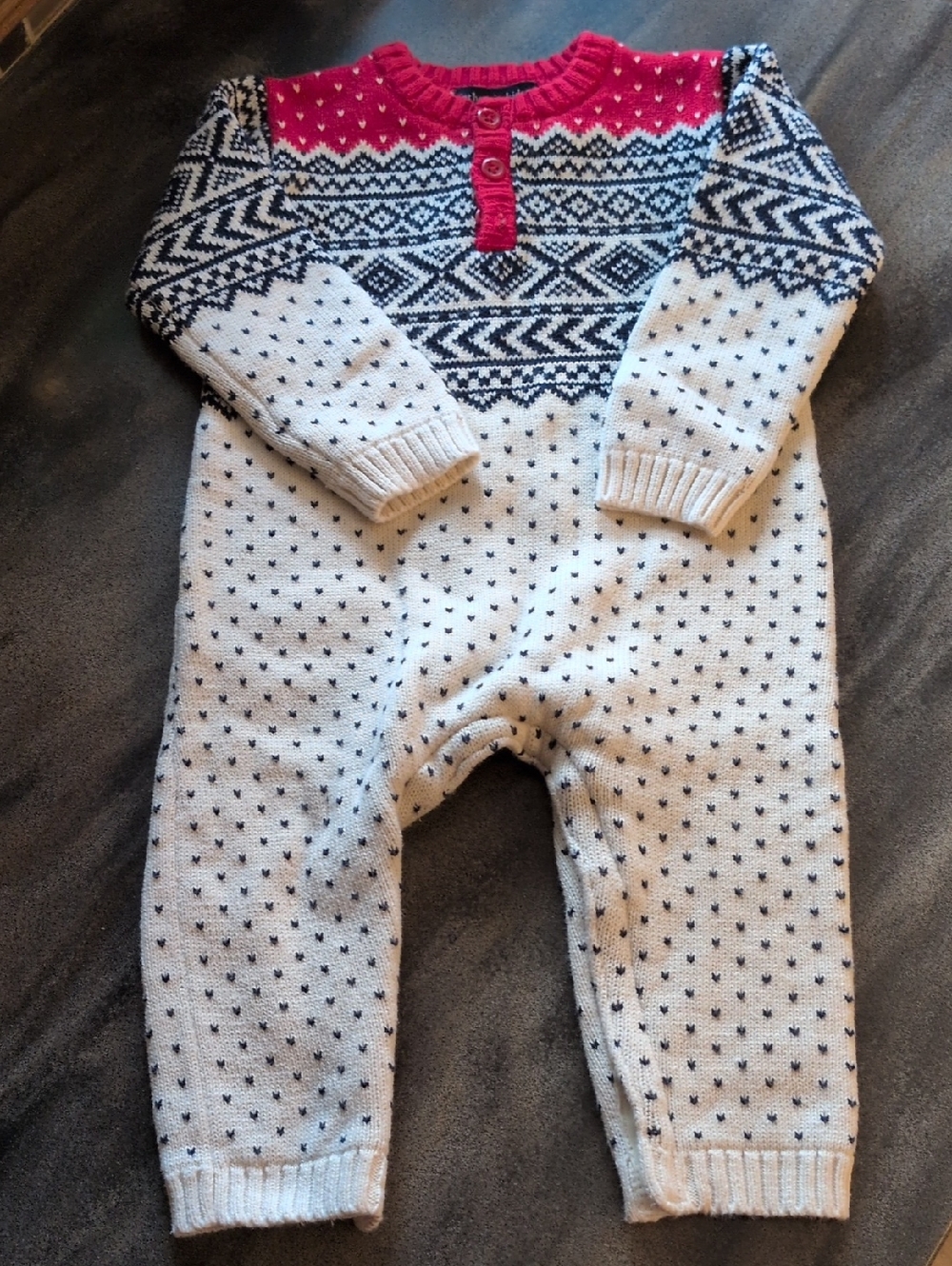 Authentic Kids Baby One-Piece Romper, Very Warm Thick Knit, 6-9 Mth